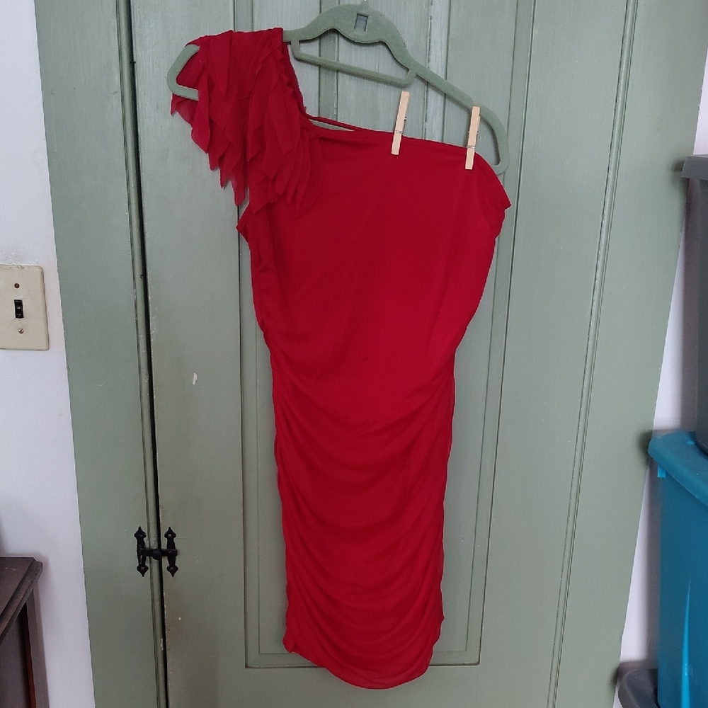 Alyn Paige Vibrant Red One-Shoulder Dress